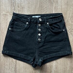 Zara Women’s High Waist Black Denim Shorts Size 4